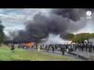 VIDÉO. Un bus en feu au niveau d'un barrage sur la rocade de Rennes