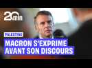 Emmanuel Macron s'exprime avant son discours à l'ONU pour la reconnaissance d'un Etat palestinien