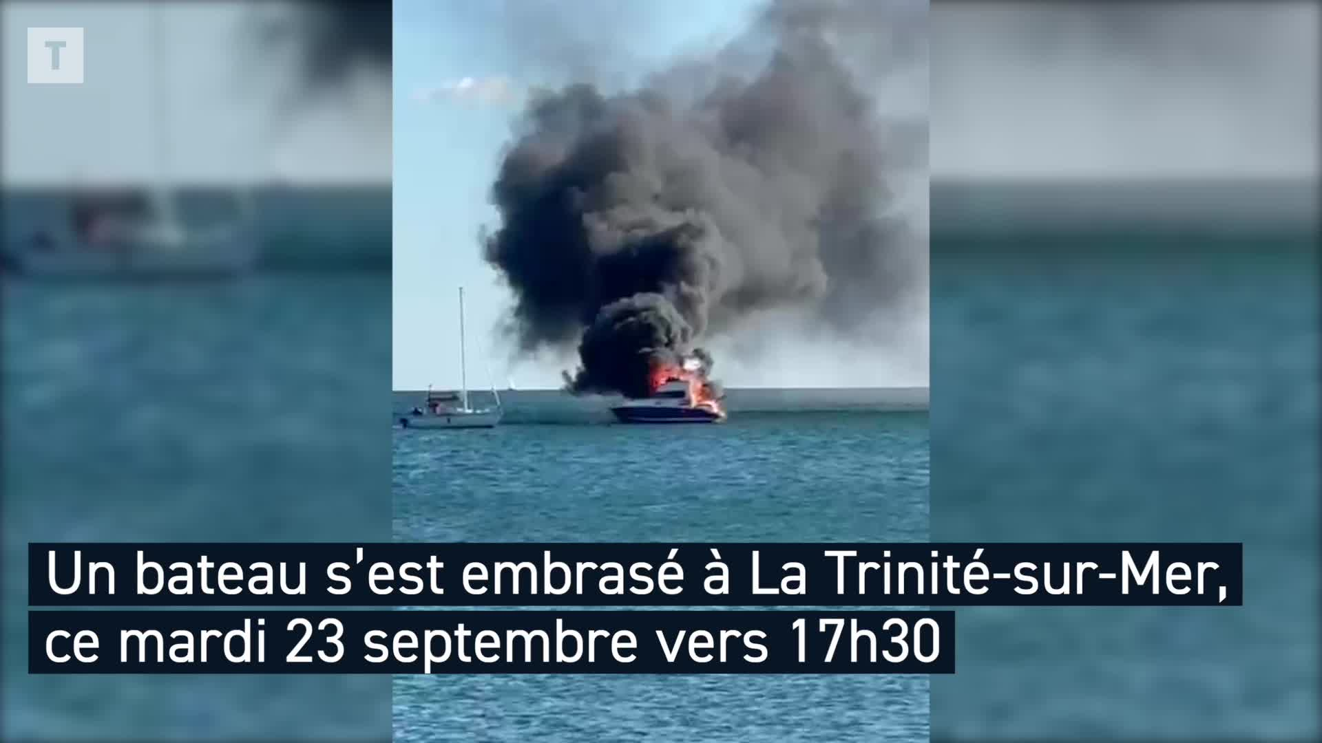« Un brasier spectaculaire », « Une scène de film » : quatre personnes à l'eau après l'incendie de leur bateau dans le chenal de La Trinité-sur-Mer