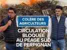 Colère des agriculteurs, circulation bloquée au péage sud de Perpignan.