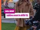 Souriante, la moral à bloc, Carla Bruni pose avant le déflié Yves Saint-Laurent