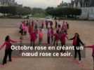 Solidarité - Un grand noeud rose sur l'espalande du palais ducal à Nevers pour le début d'Octobre rose
