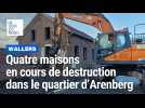 Quatre maisons en cours de destruction dans le quartier d'Arenberg, à Wallers