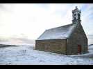 VIDÉO. Le mont Saint-Michel de Brasparts sous la neige, en Bretagne, ce jeudi