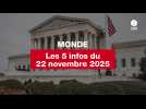 VIDEO. Les 5 infos Monde du 22 novembre 2025