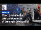 Choc frontal entre une camionnette et un engin de chantier à Moulle