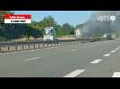 VIDÉO. Un camion contenant du papier prend feu sur la nationale 12, près d'Alençon