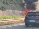 Un camping-car en flamme sur l'A8 sature totalement la circulation en direction de Nice ce vendredi soir