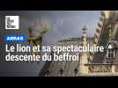 Arras : spectaculaire descente du lion du beffroi
