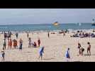 un match de Flag football lors du tournoi Dragonbowl les 12 et 13 juillet sur la plage de Calais.