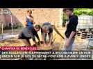 Des adolescents apprennent à reconstruire un mur sur le site de Sèche-Fontaine à Avirey-Lingey