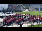VIDÉO. Le Bagad Cap Caval, dernier à passer dans ce spectacle inédit des bagadoù à Lorient