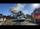 VIDÉO. Un incendie en cours dans une maison à La Bouillie, près de Lamballe-Armor.