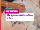 Drew Barrymore au Siena à Paris signe une assiette pour le wall of fame