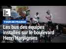 Départ imminent, les bus des équipes installés sur le boulevard Henri Harpignies