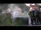 Voiture en feu sur l'A23 à Millonfosse