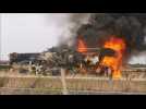 Un camion en feu sur l'A26, les pompiers en action