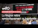 Banderole en soutien aux victimes du Hamas retirée