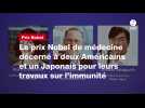 VIDEO. Le prix Nobel de médecine décerné à deux Américains et un Japonais pour leurs travaux sur l'immunité