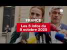 VIDEO. Les 5 infos France du 8 octobre 2025