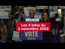 VIDEO. Les 5 infos Monde du 2 novembre 2025