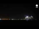 VIDÉO. Le paquebot « Xcel » quitte Saint-Nazaire au petit matin ce vendredi 24 octobre