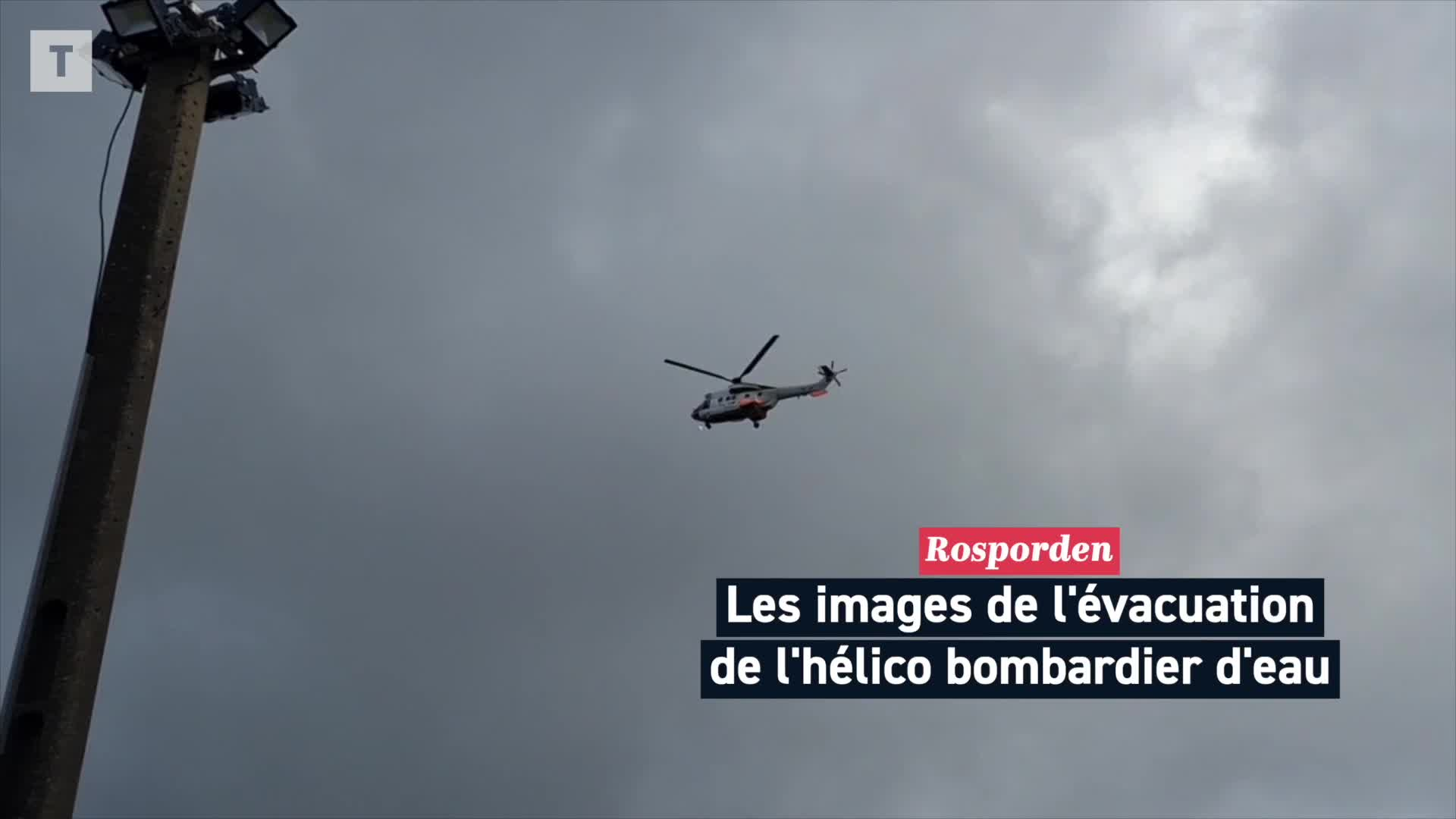 Hélicoptère dans le plan d'eau de Rosporden : suivez l'évacuation en vidéo