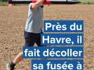 Près du Havre, il fait décoller une fusée à plus de 400 m d'altitude