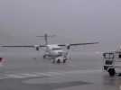 Un avion ATR Air Corsica déplacé par la force du vent à l'aéroport de Calvi ce 28 août.