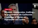 VIDEO. Mèmes, majuscules, trolling... le gouverneur de Californie s'attaque à Trump en reprenant ses codes