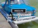 Il a transformé une Peugeot 403 en catamaran