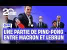 Les images insolites d'une partie de ping-pong entre Emmanuel Macron et Félix Lebrun en Chine