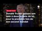 VIDÉO. Donald Trump oppose son veto à deux projets de loi, pour la première fois de son second mandat