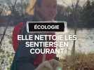 Elle nettoie les sentiers en courant.