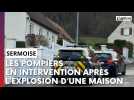 Les pompiers en intervention après l'explosion d'une maison à Sermoise