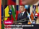 Scène très cocasse à Bruxelles. Emmanuel Macron mate les preneurs de sons de la presse européenne avec calme et doigté