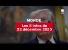 VIDEO. Les 5 infos Monde du 22 décembre 2025