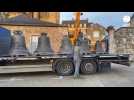 VIDÉO. Les cinq cloches de l'abbaye royale de Fontevraud déposées au pied de la cathédrale du Mans