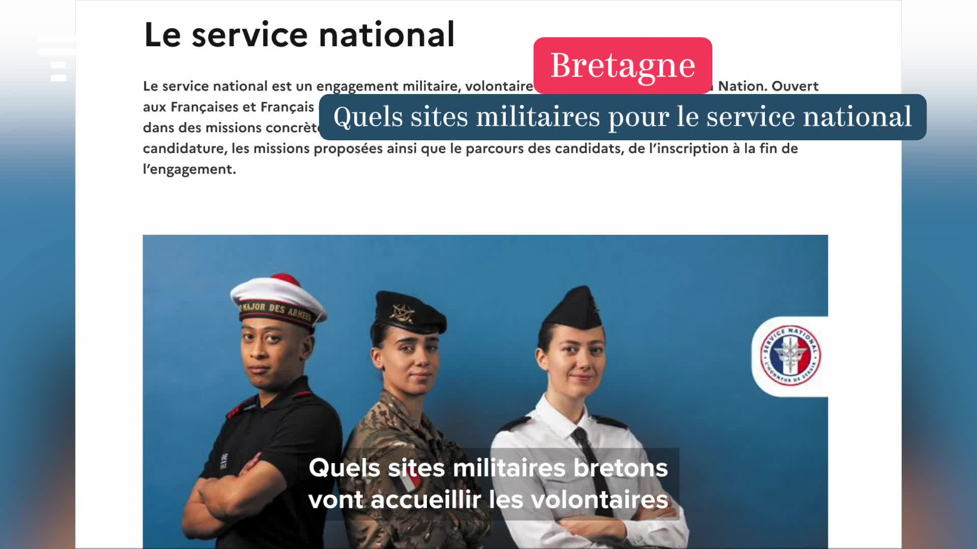 Nouveau service national : où seront accueillis les jeunes volontaires en Bretagne [Vidéo]