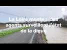 Près d'Angers, des agents surveillent l'état des digues alors que la Loire continue de monter