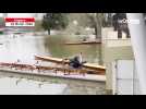 VIDÉO. Ses hangars inondés par la Maine en crue : le club d'aviron évacue ses bateaux à Angers