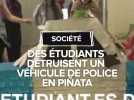 Tarbes : des étudiants détruisent une voiture de police en piñata pour dénoncer les violences policières