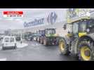 VIDÉO. Manifestation d'agriculteurs à Caen : une quarantaine de tracteurs stationnés au centre commercial Mondeville 2