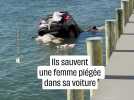 Une femme sauvée alors que sa voiture est en train de couler