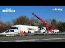 VIDÉO. Un camion dans le fossé remorqué au bout de six heures près du Mans