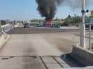 Un car prend feu à Agen