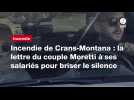VIDEO. Incendie de Crans-Montana : la lettre du couple Moretti à ses salariés pour briser le silence