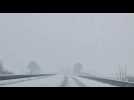L'A16 sous la neige entre Amiens et Abbeville
