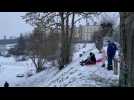 Une piste de luge improvisée à Torigny-sur-Vire
