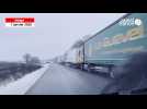 Neige et verglas en Mayenne : les camions stockés après l'aire de la Gravelle dans le sens Rennes-Paris